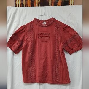 Universal Thread Brick Red Lace Detail Blouse